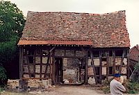 Kulturscheune Stoikeneschd (Storchennest) vor dem Wiederaufbau
